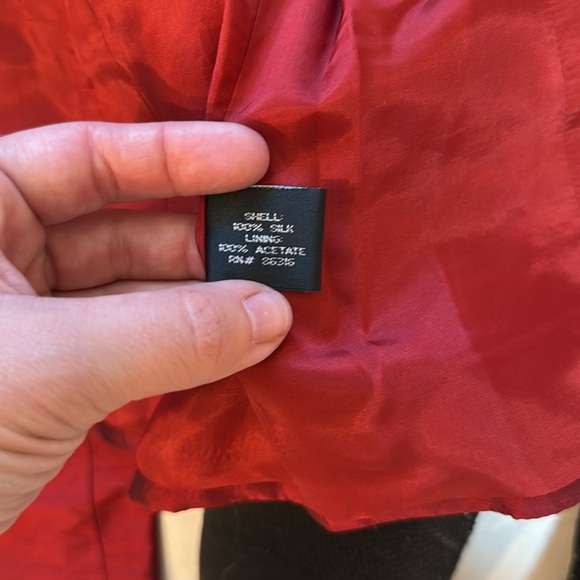 VTG Finity Studio Red 100% Silk 2-Piece Pantsuit Blazer & Trousers Women’s Sz 6 - Picture 4 of 14